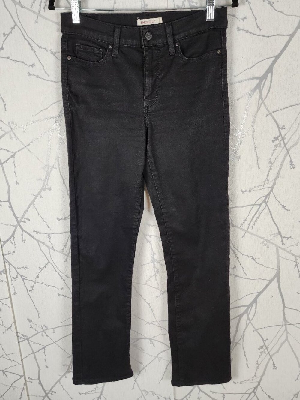 Levi's Black Wash Stretch Denim 314 Shaping Straight Leg Jeans